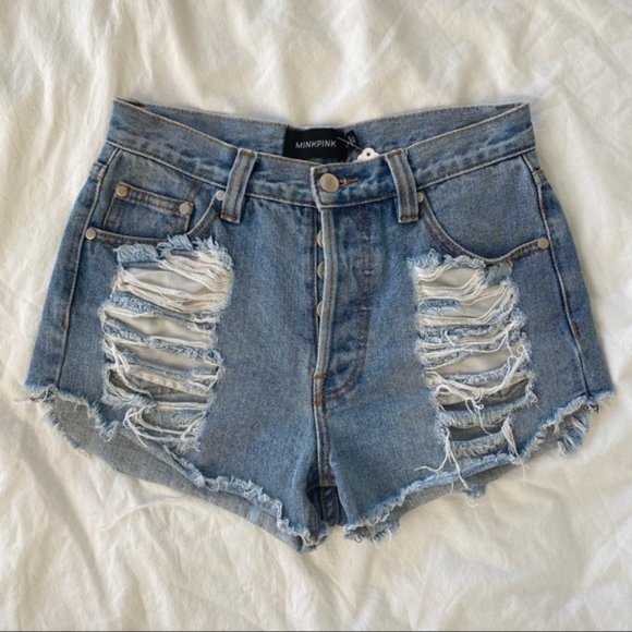 Mink Pink Denim Shorts - Picture 1 of 3